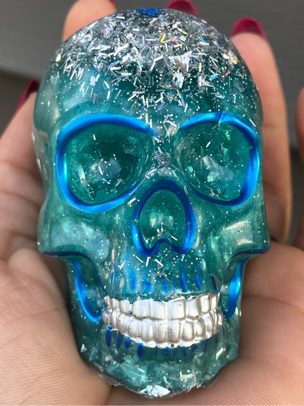 Blue/Teal & Silver skull